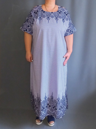 Платье "Отпуск" (сине-белый) (Smart-Woman, Россия) — размеры 60-62, 64-66, 68-70, 72-74, 76-78, 80-82