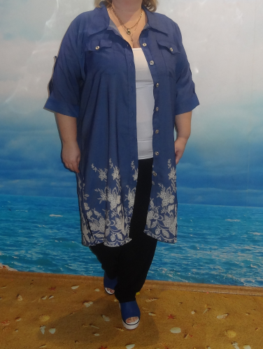 Рубашка-платье, джинс синий (Smart-Woman, Россия) — размеры 60-62